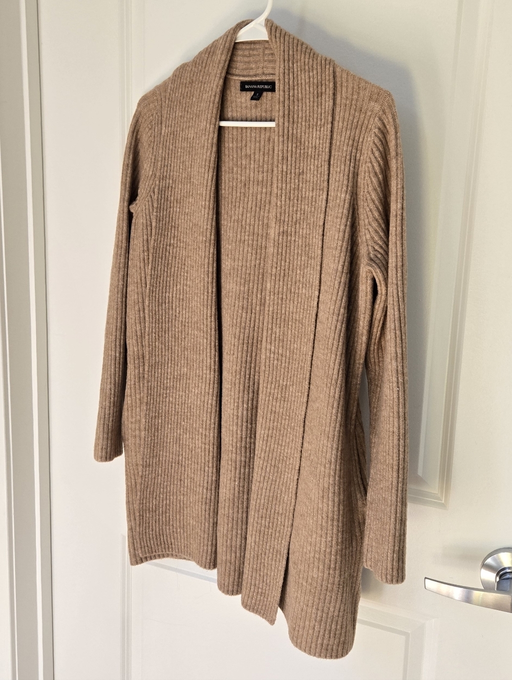 Banana Republic Tan Open-Front Ribbed Cardigan Sz S - Picture 3 of 13